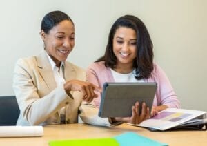 Women on an iPad