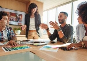 Group of people having a work meeting