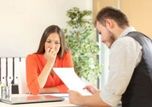 End Salary History - And Why It is Key To Closing the Gender Pay Gap 1 Nervous woman at interview