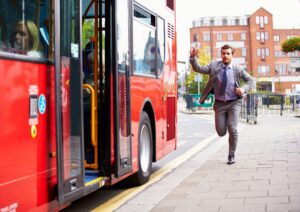 Someone hailing a bus